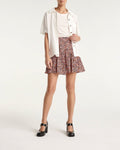 The Kooples - Short Fluid Printed Pink Skirt with Ruffles - Women