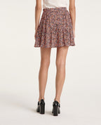 The Kooples - Short Fluid Printed Pink Skirt with Ruffles - Women