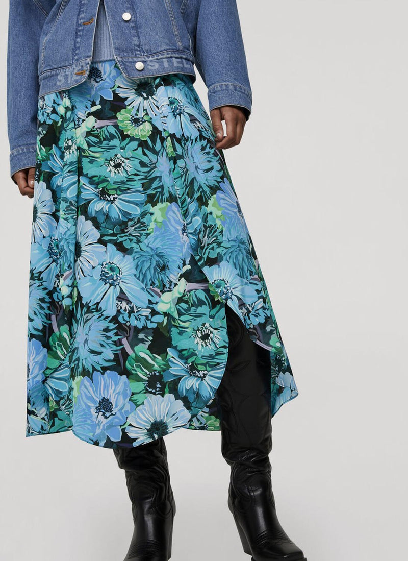 Stella Mccartney - Jupe Flower Print - Bleu - Femme