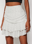 Guess - Jupe Mini A Pois - Bianco Pois Neri - Femme