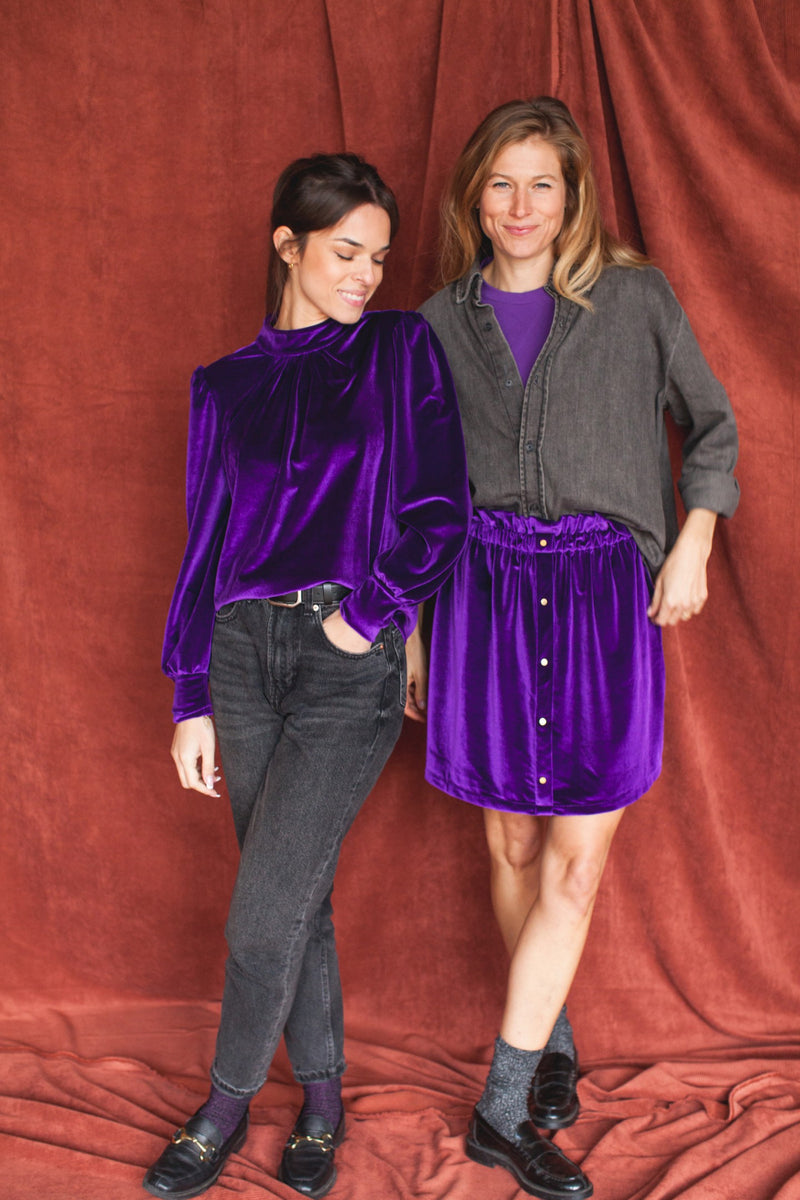 Jupe Talla - Velours Myrtille - Femme