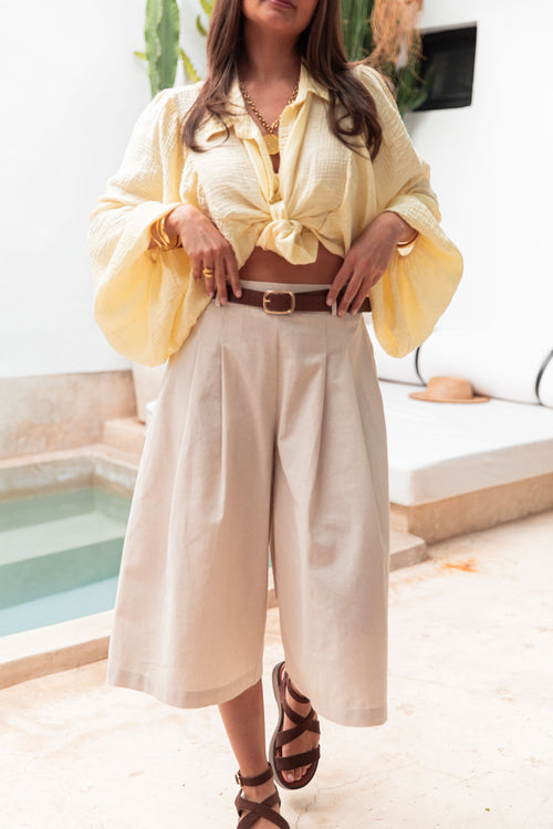 JUSTIN Beige - Linen Bermuda shorts