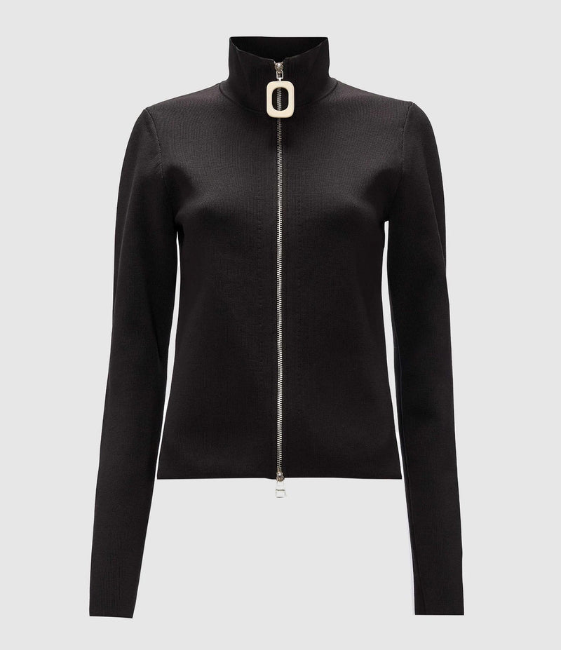 Jw Anderson - Cardigan Fitted Zip Up Black - Femme