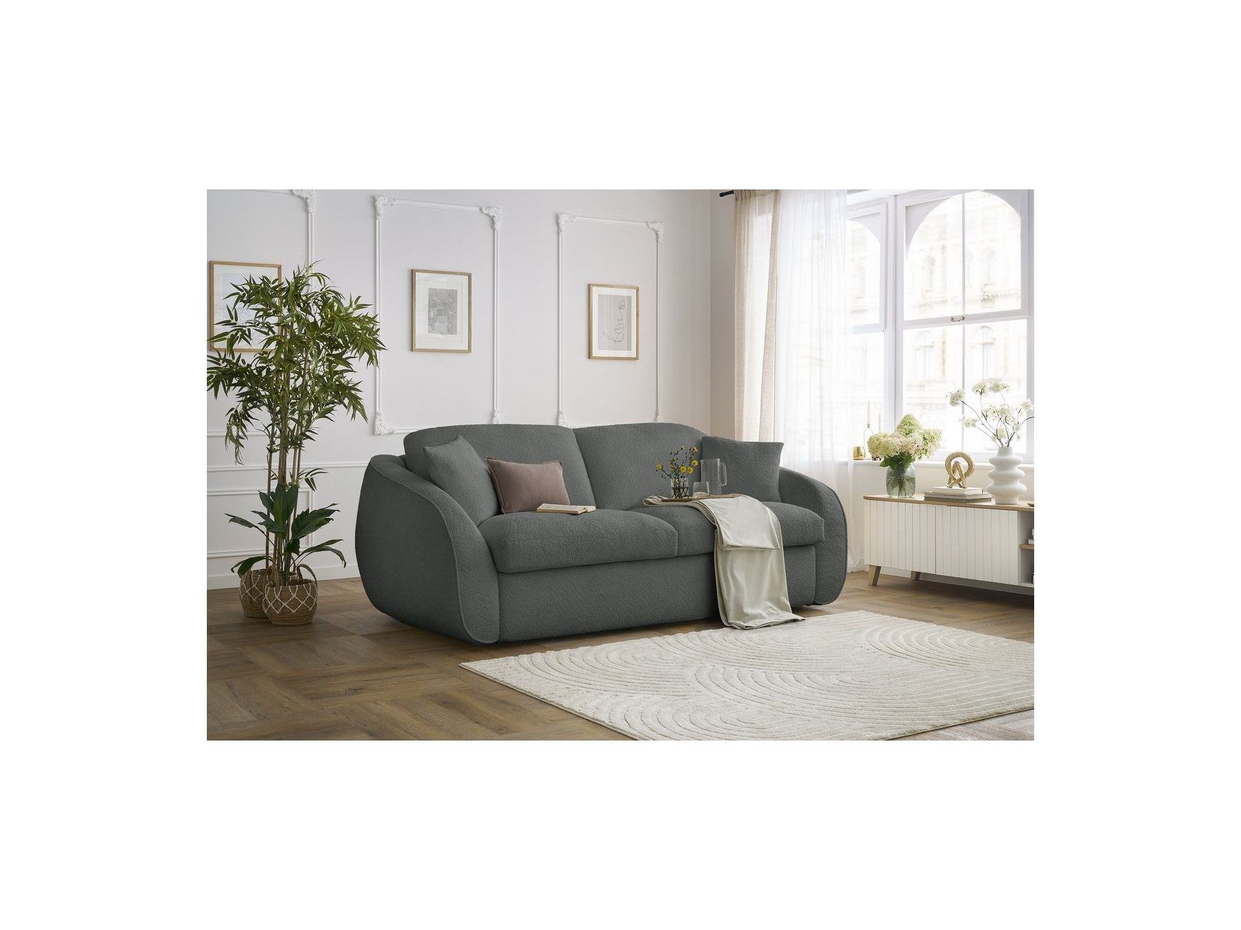 Cezanne - Straight Sofa Bed with Express Opening - Bouclé Fabric
