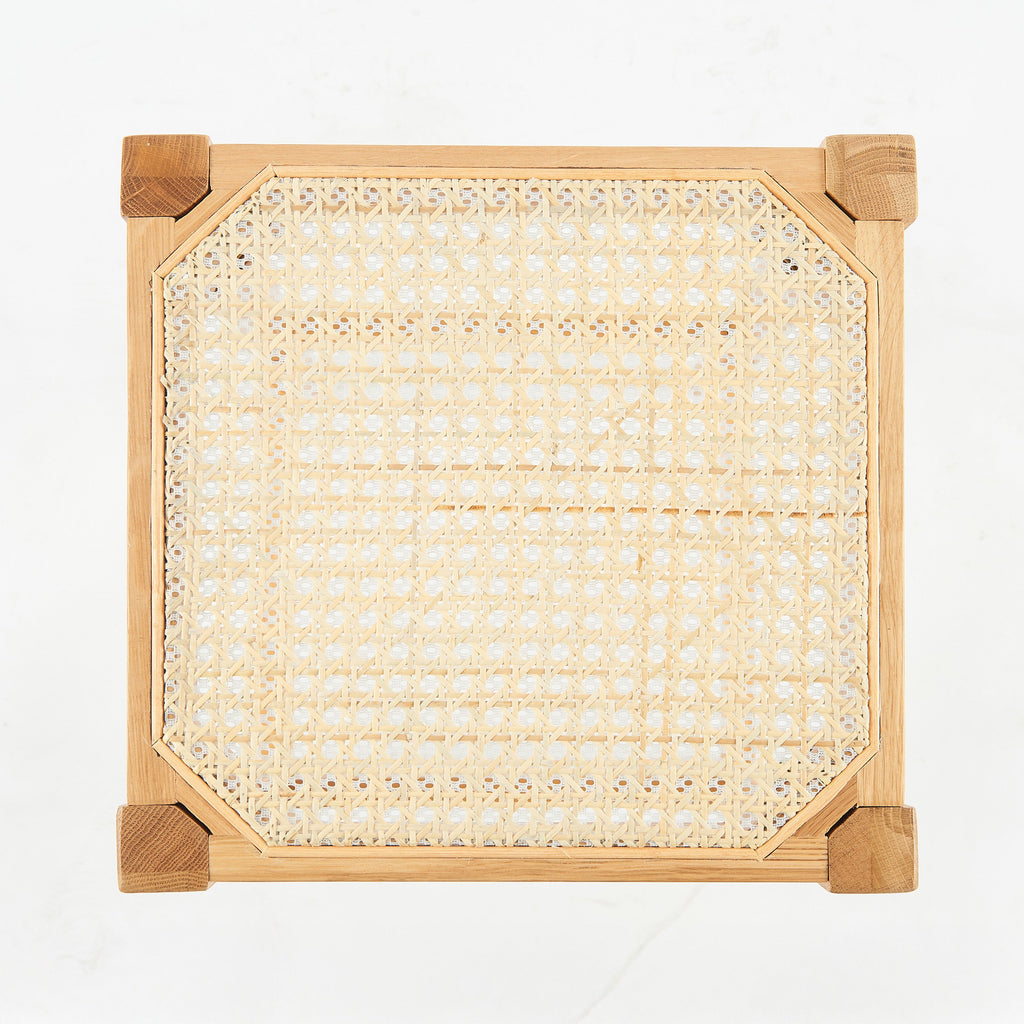 Kappa - Stool For Central Island In Canework And Wood