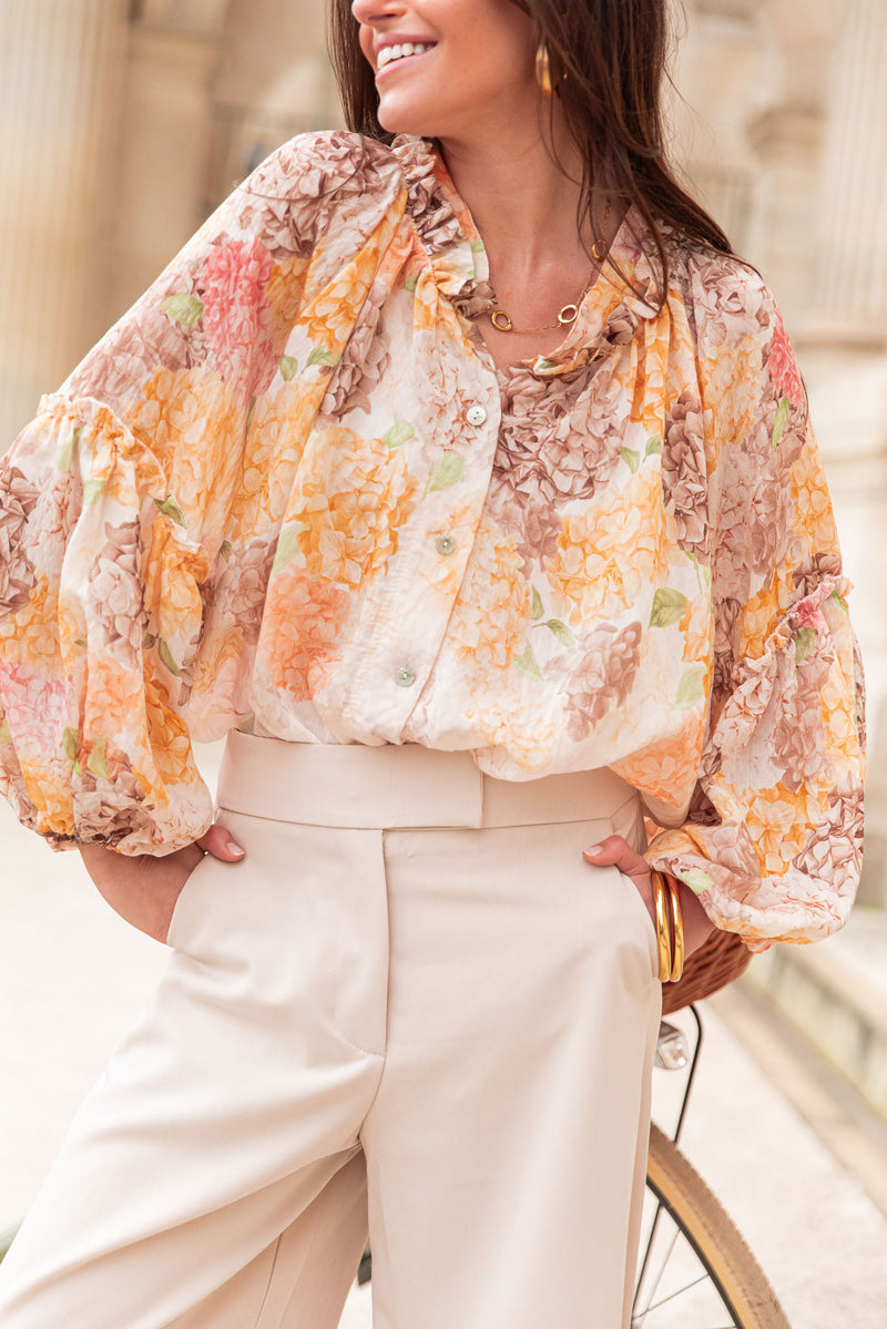 KARA Jaune - Blouse Fleurie