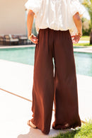 KAREN Chocolat - Pantalon Fluide
