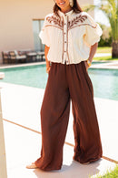 KAREN Chocolat - Pantalon Fluide