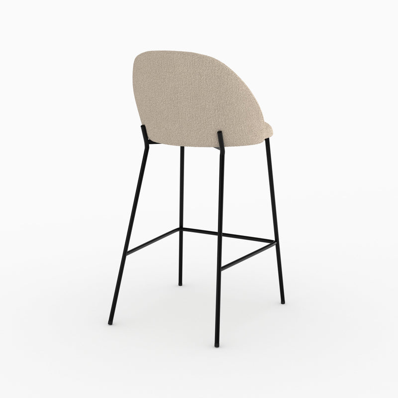 Chaise pour îlot central 66 cm Karl en tissu bouclé beige (lot de 2)