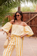KAYLA Jaune - Blouse Bardot