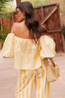KAYLA Jaune - Blouse Bardot