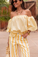 KAYLA Jaune - Blouse Bardot