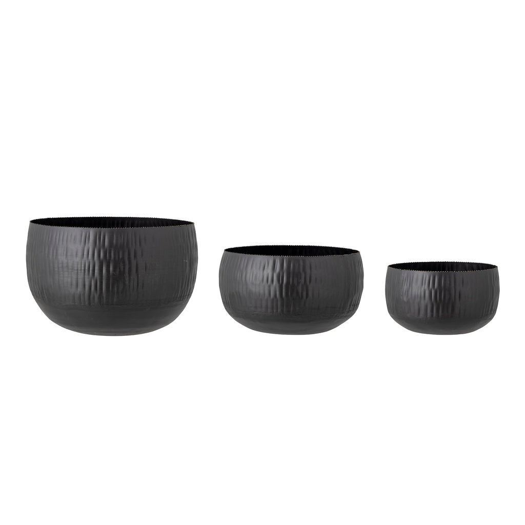 Abisha - Maceta Decorativa - Negro - Metal