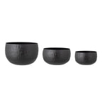 Abisha - Maceta Decorativa - Negro - Metal