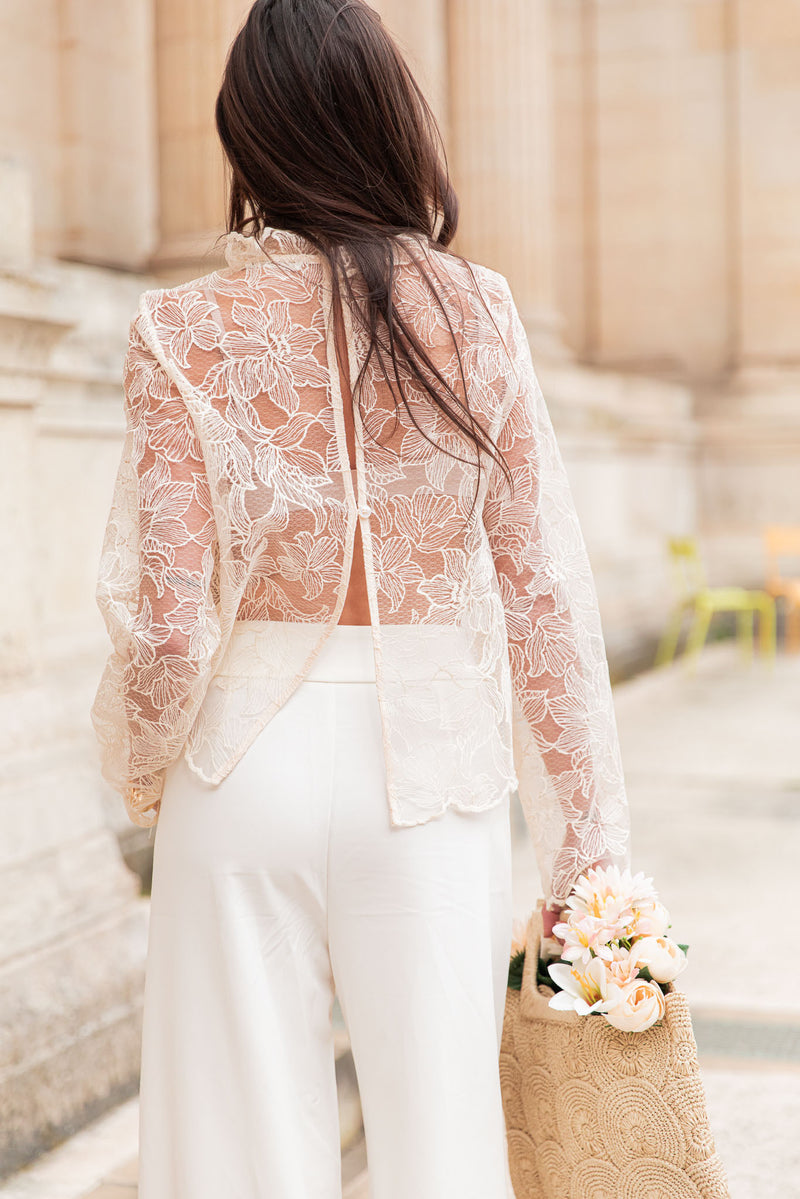 KIANA Écrue - Blouse Dentelle