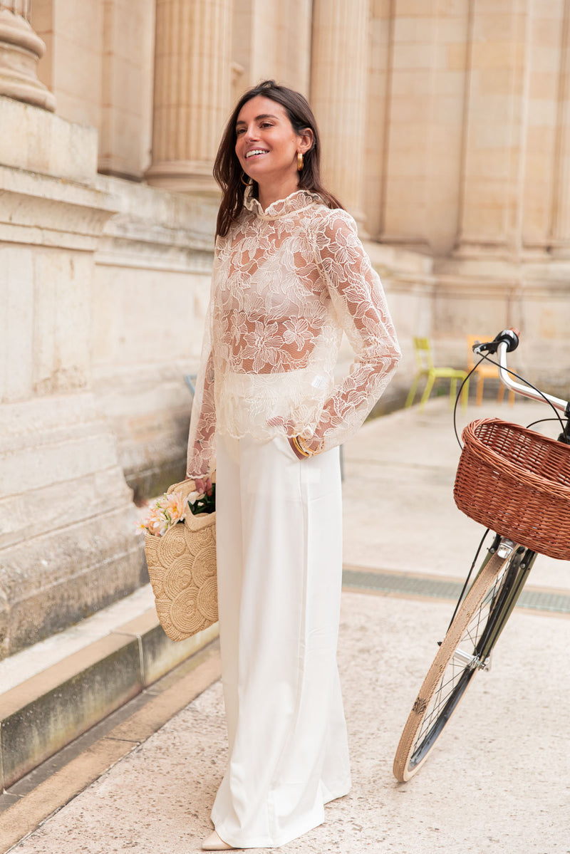 KIANA Écrue - Blouse Dentelle