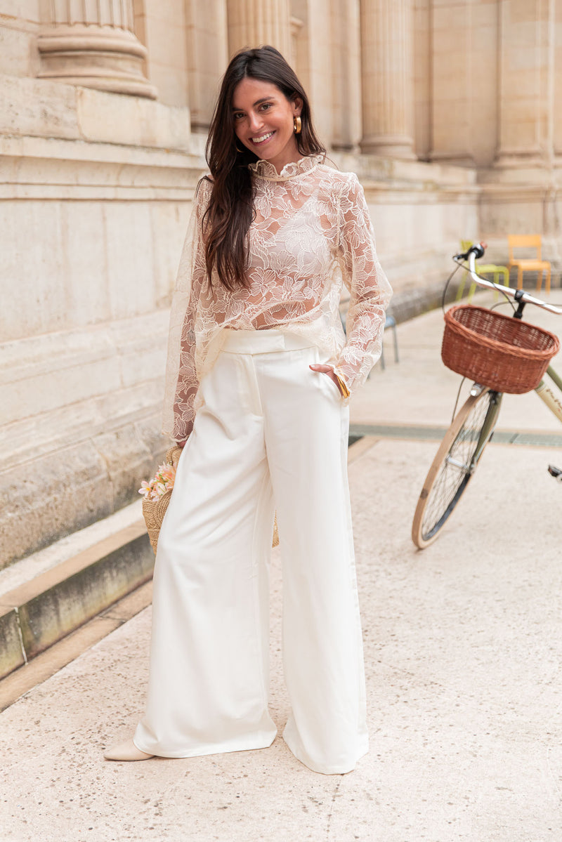 KIANA Écrue - Blouse Dentelle