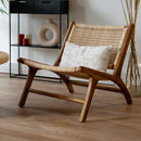 Fauteuil Kilka en teck et tressage vannerie