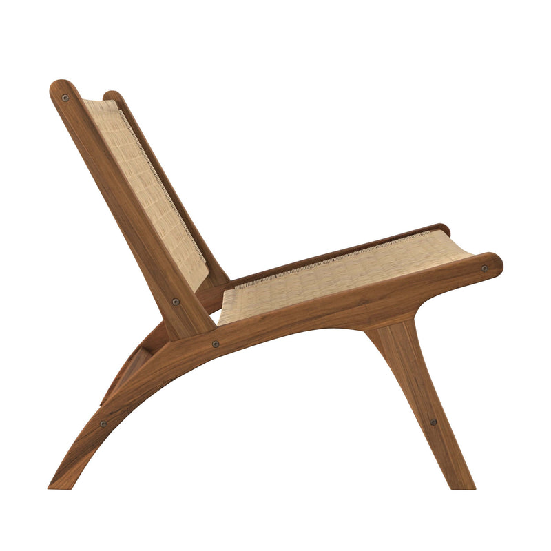 Fauteuil Kilka en teck et tressage vannerie