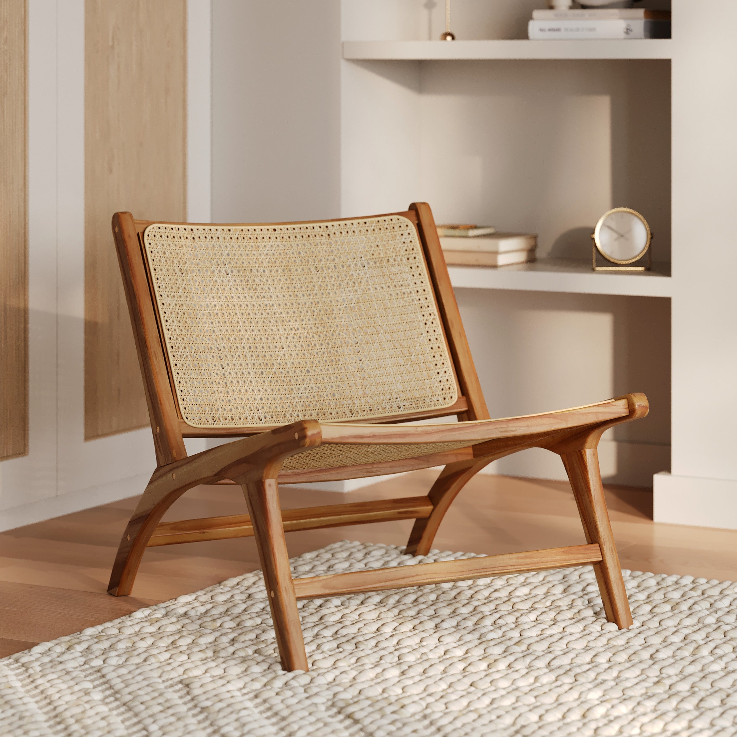 Kilka - Fauteuil En Teck Et Tressage Cannage En Rotin