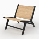 Fauteuil Kilka en bois de teck noir et tressage chevron en rotin