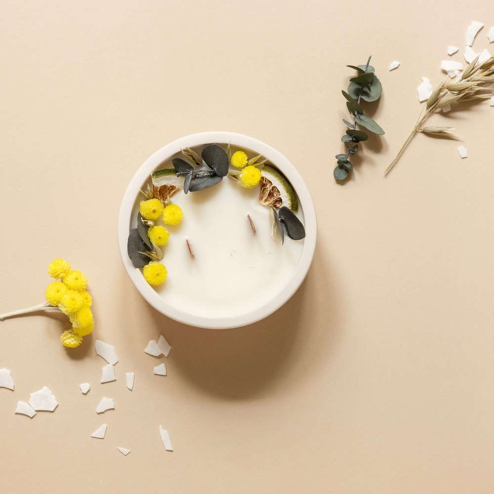 Kit Diy Bougie Fleurie Immortelle Et Eucalyptus