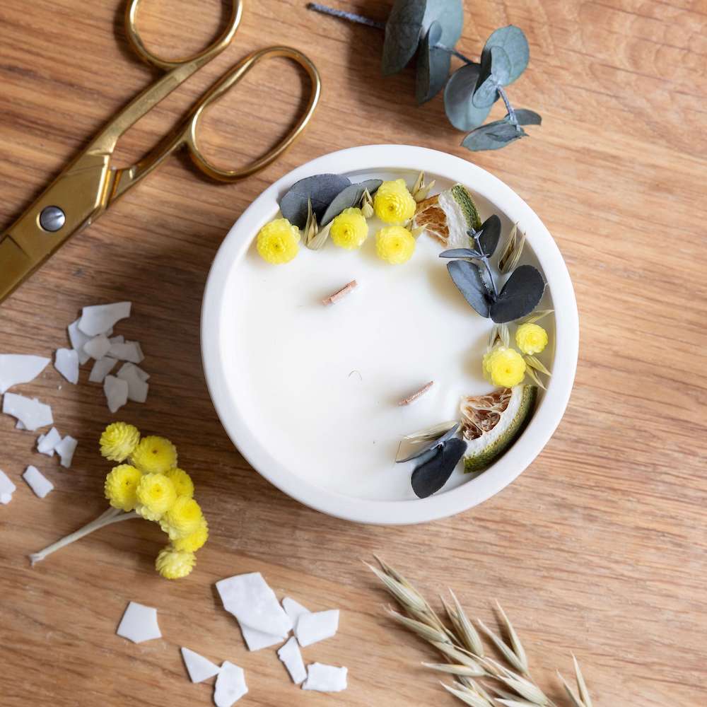 Kit Diy Bougie Fleurie Immortelle Et Eucalyptus