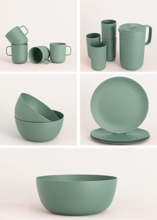 Menaje de cocina Colección Outdoor Eco - Pack Vajilla Exterior - Verde Salvia