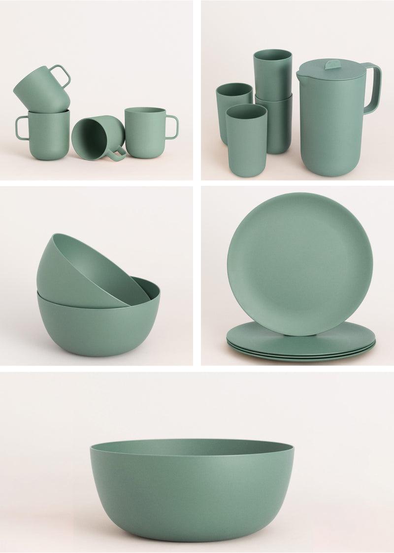 Menaje de cocina Colección Outdoor Eco - Pack Vajilla Exterior - Verde Salvia