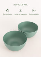 Menaje de cocina Outdoor Eco - Juego de 2 cuencos pequeños para exterior - Verde salvia