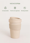Menaje Outdoor Eco - Vaso Café Con Tapa Material Reciclado - Arena