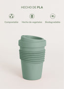 Kitchenware Outdoor Eco - Coffee Glass With Recycled Material Lid - Sage Green