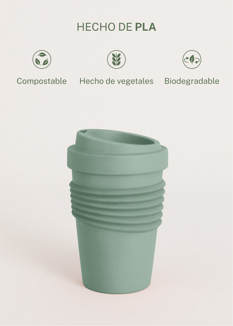 Kitchenware Outdoor Eco - Coffee Glass With Recycled Material Lid - Sage Green