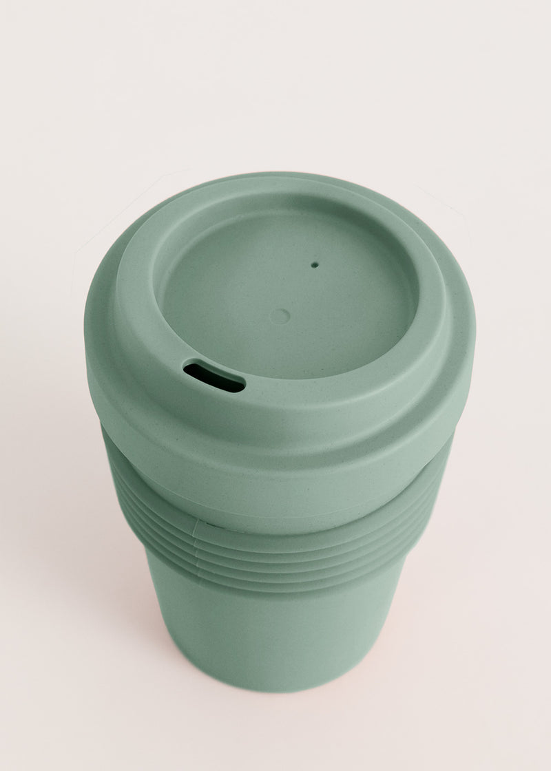 Kitchenware Outdoor Eco - Coffee Glass With Recycled Material Lid - Sage Green