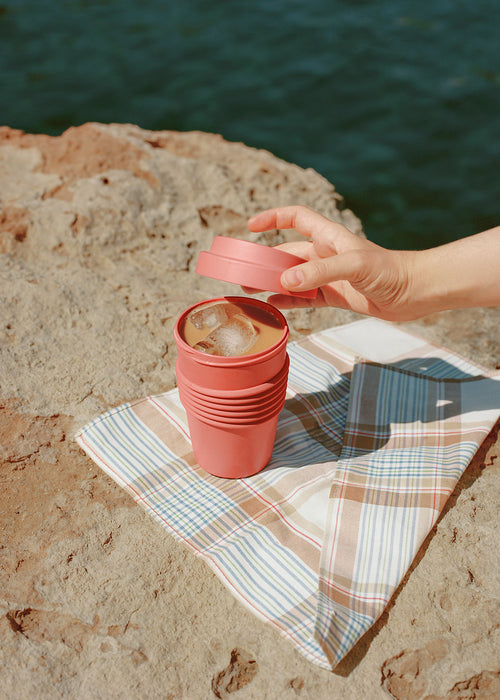 Menaje Outdoor Eco - Vaso Café Con Tapa De Material Reciclado - Terracota