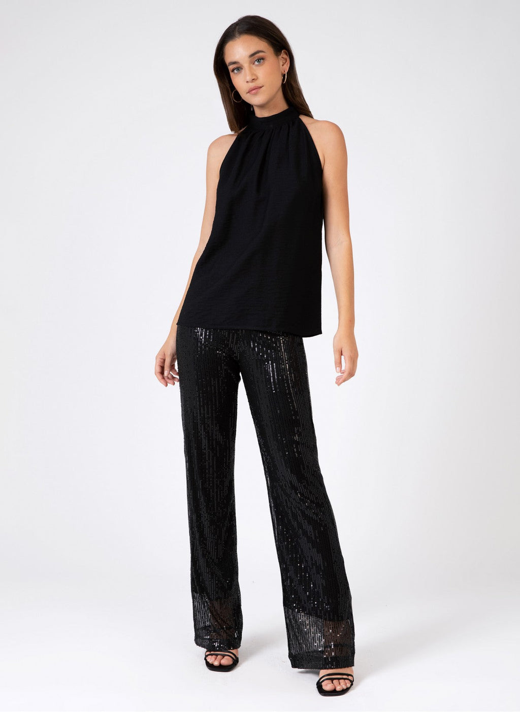 Kloane Plain Scoop-Neck Top - Black