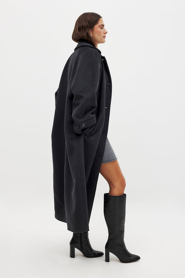 Bottes Knee High Leather Rounded Toe - Noir