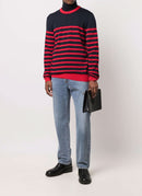 Balmain - Pull Monogramme - Marine Rouge - Homme