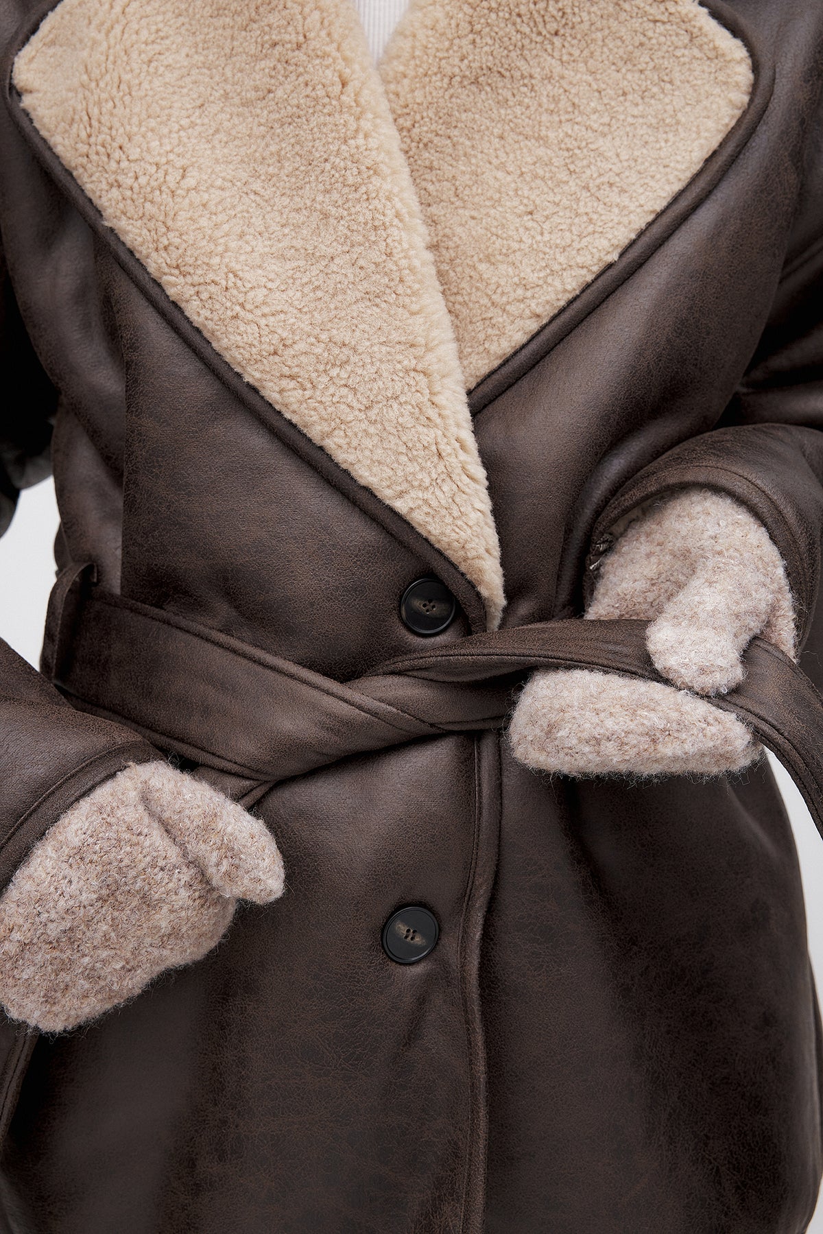 Gants Knitted Bouclé Look - Beige