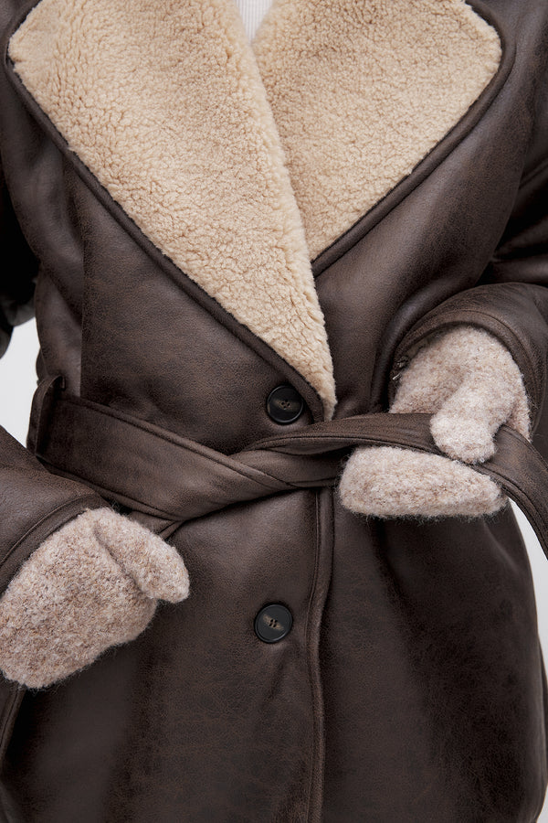Gants Knitted Bouclé Look - Beige