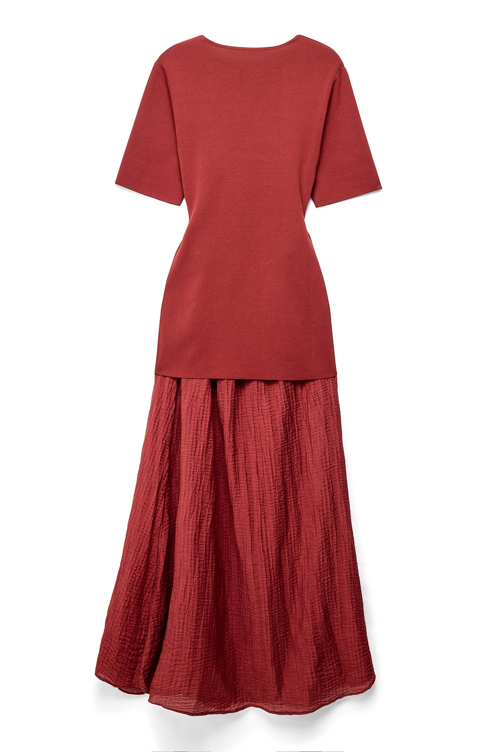 Robe Longue En Maille Mélangée Rouge