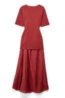 Robe Longue En Maille Mélangée Rouge