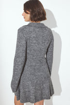 Robe Courte Évasée En Maille Gris