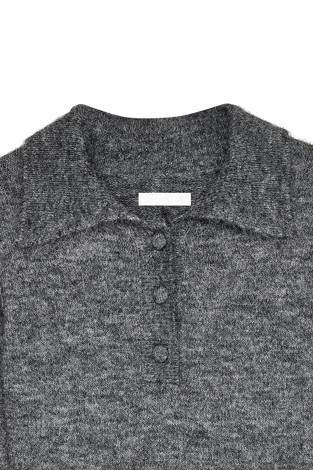 Robe Courte Évasée En Maille Gris