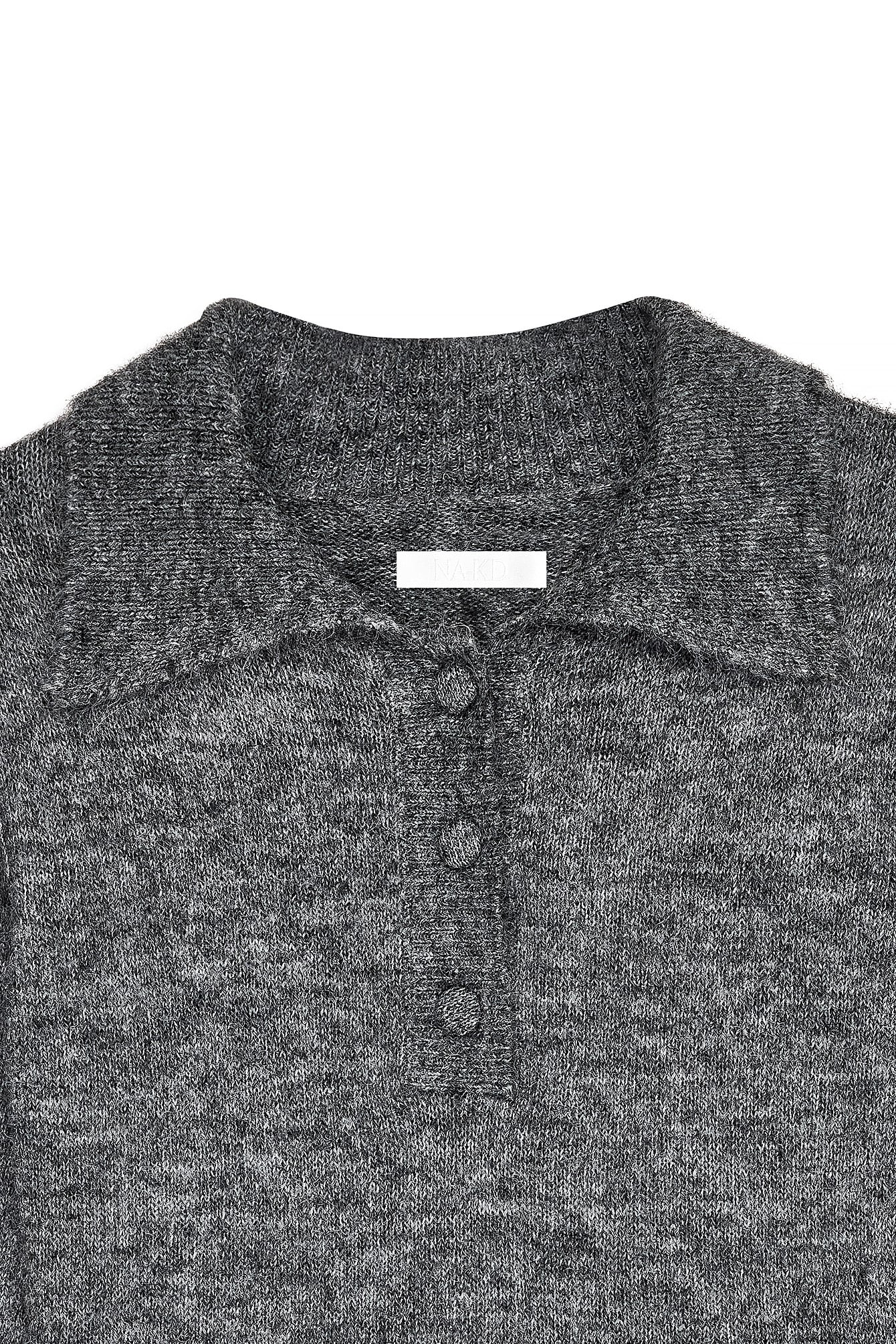 Robe Courte Évasée En Maille Gris