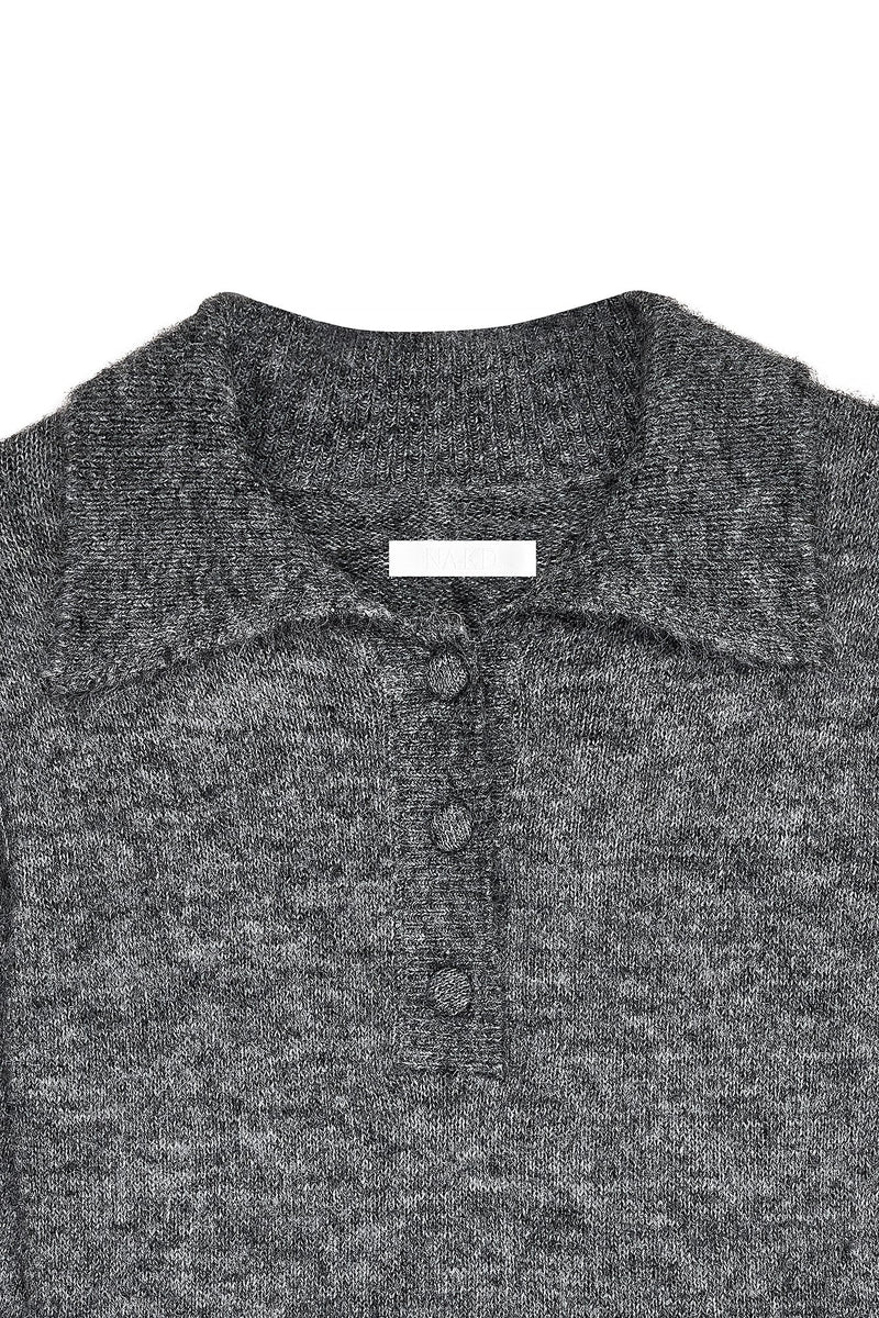 Robe Courte Évasée En Maille Gris
