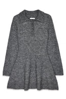 Robe Courte Évasée En Maille Gris