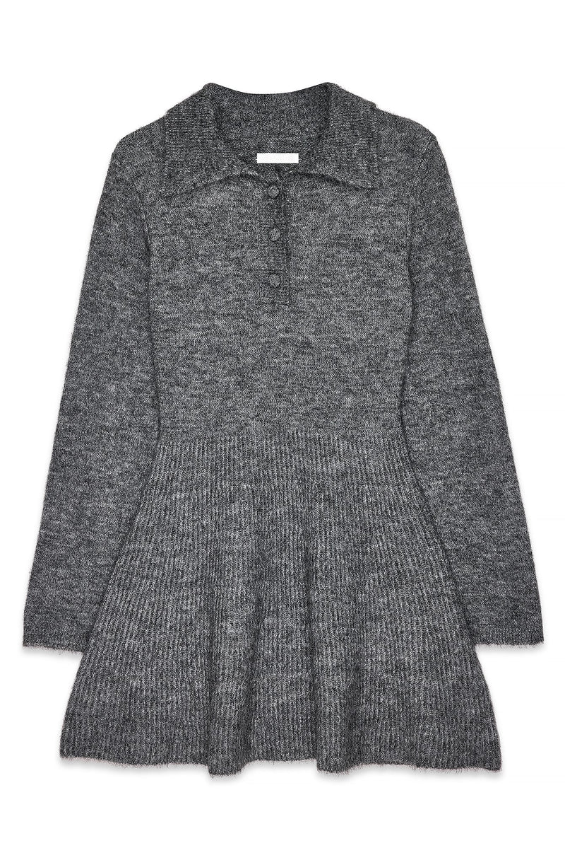 Robe Courte Évasée En Maille Gris