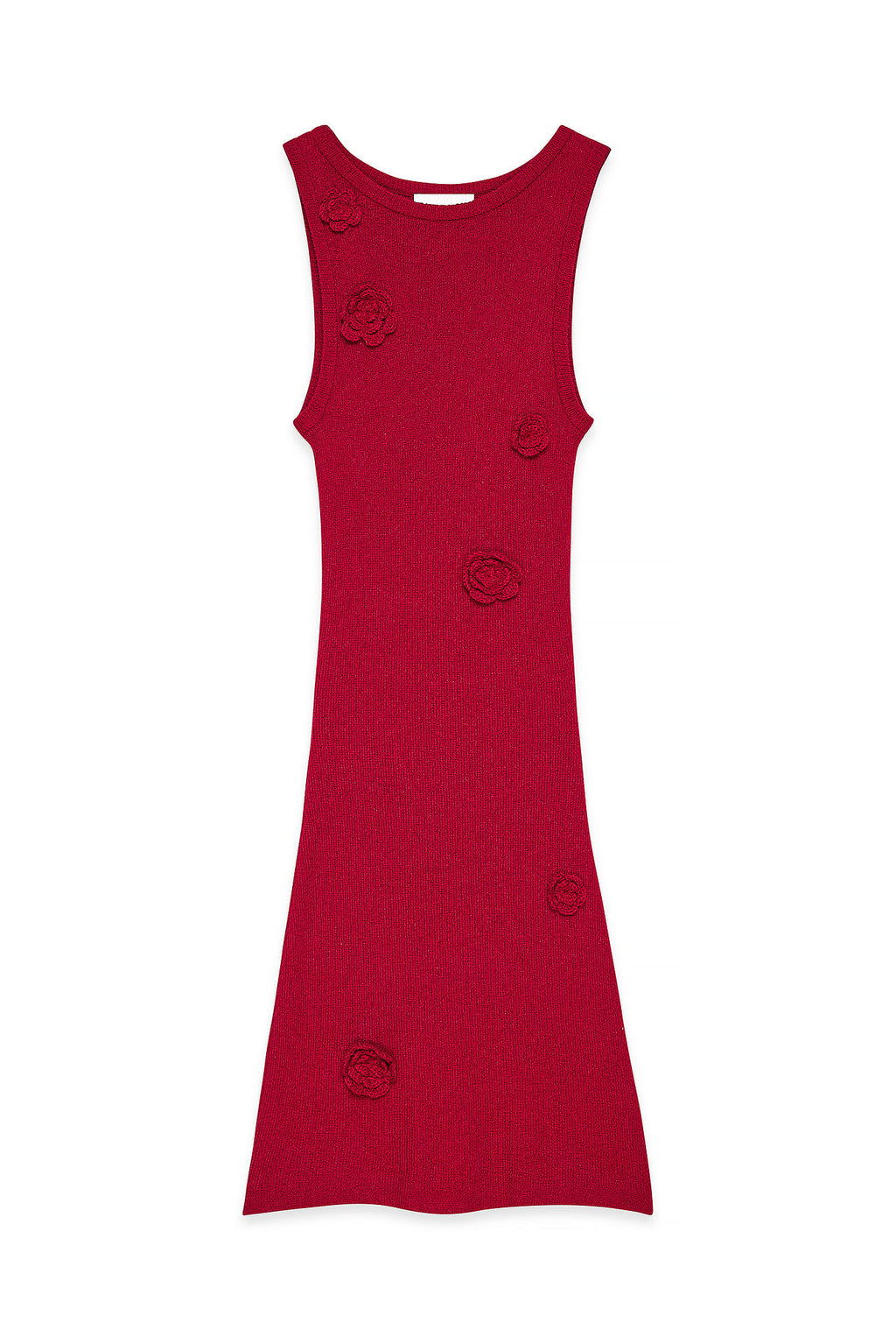 Vestido Corto De Punto Con Flor Roja