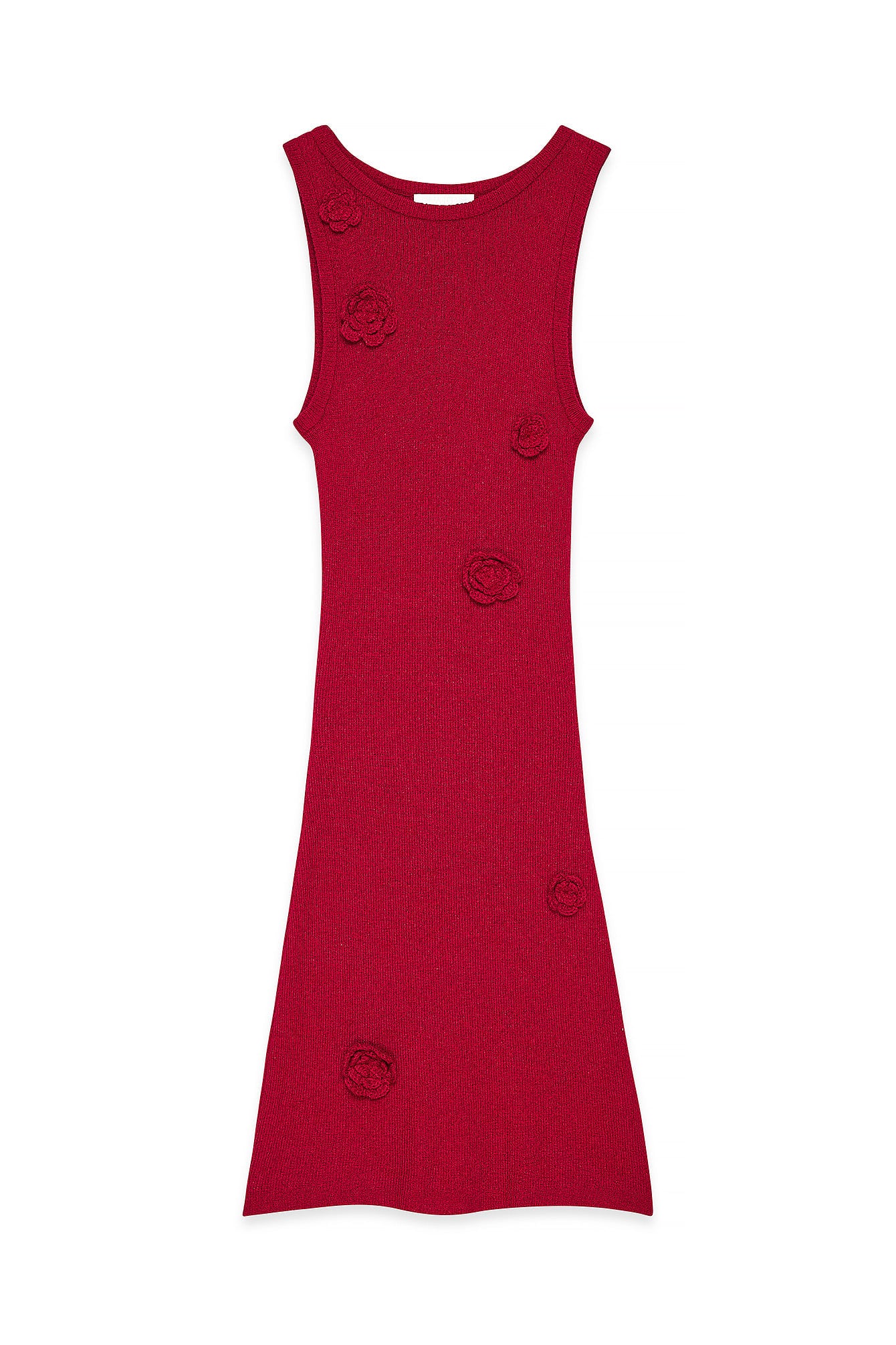 Vestido Corto De Punto Con Flor Roja